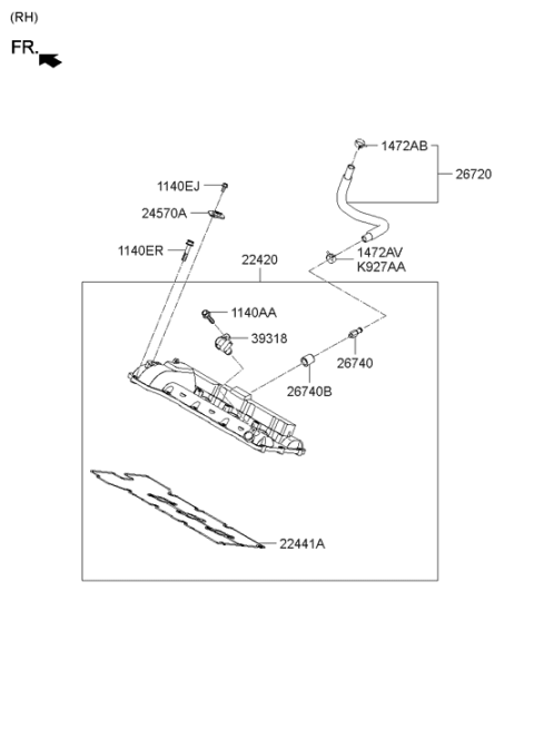 2011 Hyundai Genesis Coupe PCV Hose Assembly Diagram for 26720-3C750