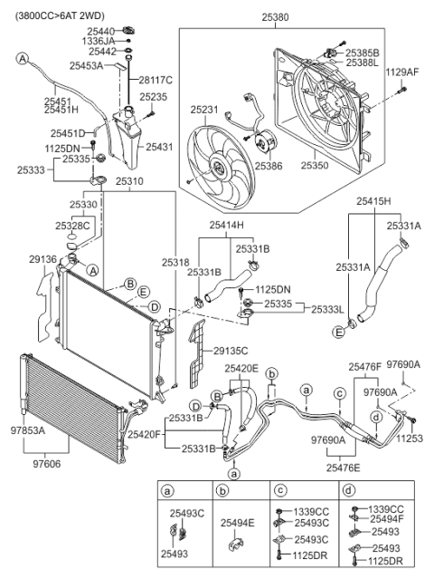 2008 Hyundai Genesis Coupe Tube Mounting Clip Diagram for 25493-2M500