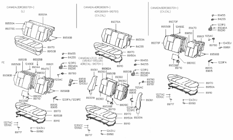 1990 Hyundai Excel Rear Seat Cushion Cover Diagram for 89170-24110-FAF