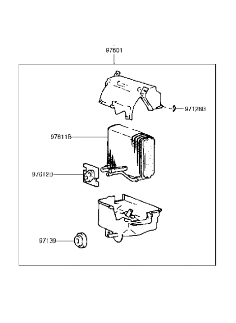 1993 Hyundai Excel Evaporator Unit Diagram for 97601-24000