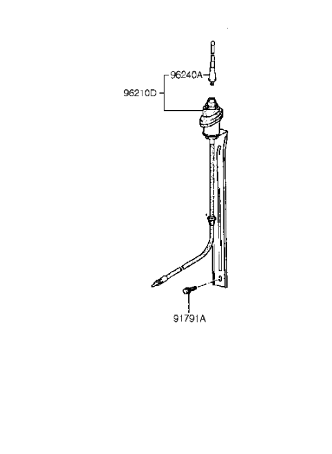 1992 Hyundai Excel Radio Antenna Assembly Diagram for 96230-24000