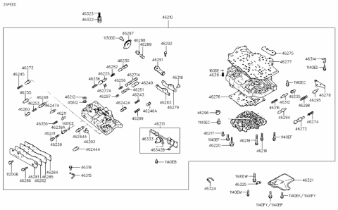 1991 Hyundai Excel Automatic Transmission Valve Body Assembly Diagram for 46210-36600