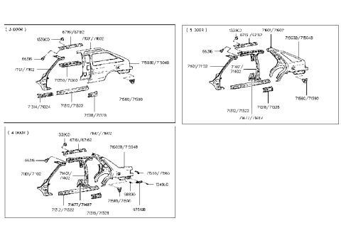 1994 Hyundai Excel Air Extractor Grille Assembly Diagram for 97510-24000