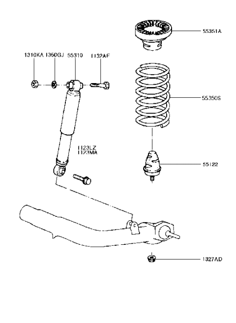 1991 Hyundai Excel Rear Shock Absorber Assembly Diagram for 55310-24140