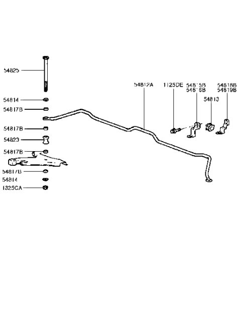1990 Hyundai Excel Front Stabilizer Bar Diagram for 54812-24000