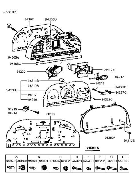 1991 Hyundai Excel Speedometer Assembly(Mph) Diagram for 94210-24000