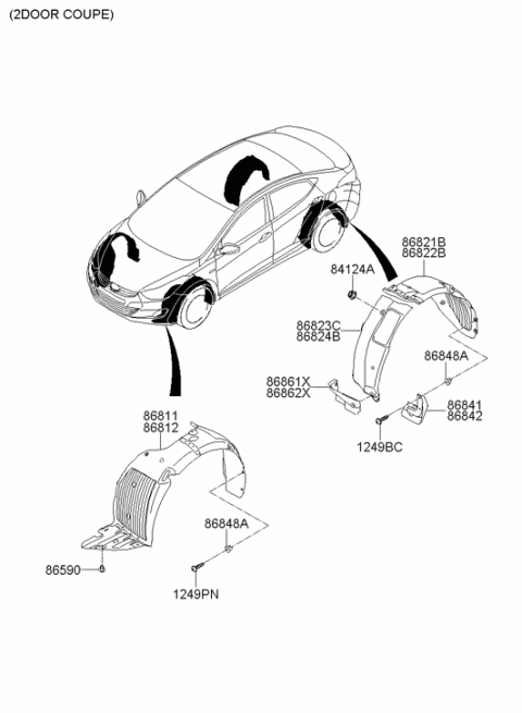 2013 Hyundai Elantra Korean made Wheel Gaurd Diagram 2