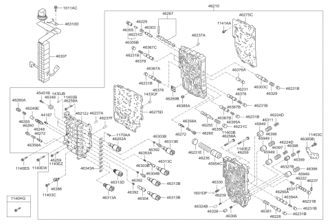 2012 Hyundai Elantra Automatic Transmission Valve Body Assembly Diagram for 46210-3B611