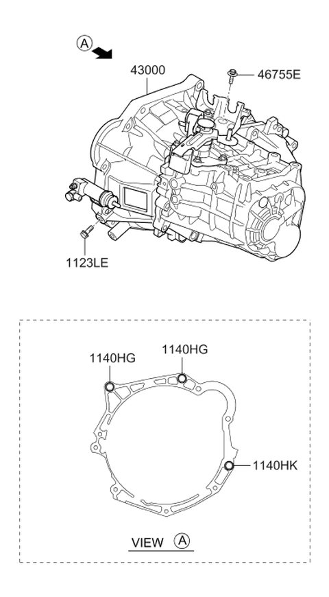 2012 Hyundai Elantra Manual Transmission Assembly Diagram for 43000-32384