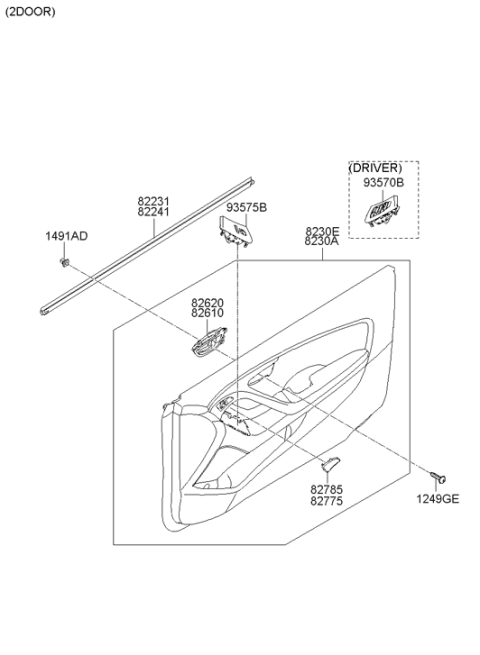 2013 Hyundai Elantra Korean made Front Door Trim Diagram 3