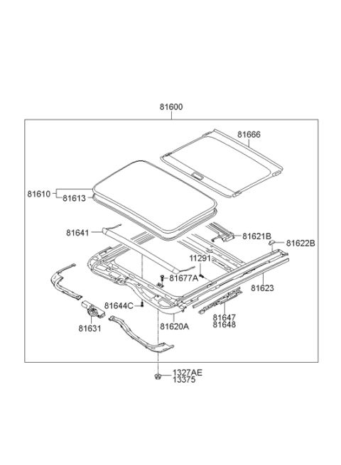 2011 Hyundai Elantra Sunroof Assembly Diagram for 81600-3X000-TX