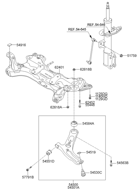 2012 Hyundai Elantra Ball Joint Assembly-Lower Arm Diagram for 54530-3X000