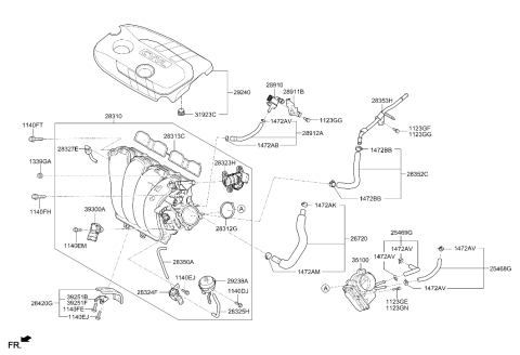 2011 Hyundai Elantra Intake Manifold Assembly Diagram for 28310-2E000