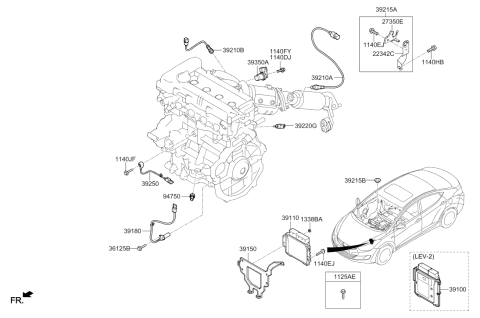 2012 Hyundai Elantra Coupe Engine/Motor Control Module Diagram for 39107-2EJB3