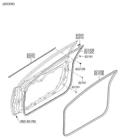 2013 Hyundai Elantra Korean made Front Door Moulding Diagram 2