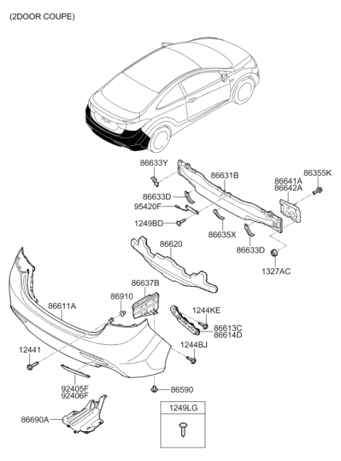 2013 Hyundai Elantra Korean made Rear Bumper Diagram 2