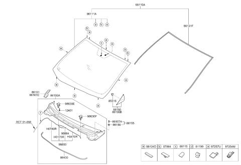2013 Hyundai Elantra Windshield Glass Assembly Diagram for 86111-3X310