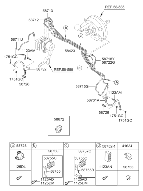 2012 Hyundai Elantra Front Brake Hose Right Hand Diagram for 58732-A5000