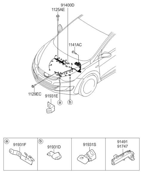 2013 Hyundai Elantra Wiring Mounting Bracket Diagram for 91931-3X120