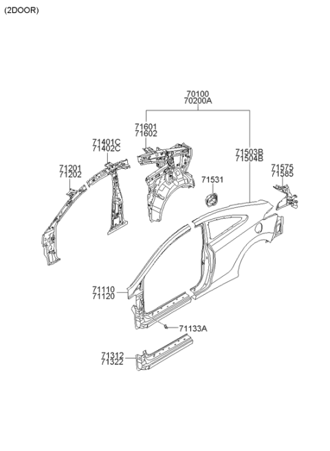 2011 Hyundai Elantra Korean made Side Body Panel Diagram 2