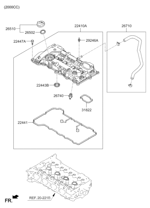 2013 Hyundai Elantra Korean made Rocker Cover Diagram 3