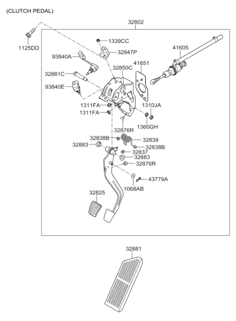 2013 Hyundai Elantra Korean made Brake & Clutch Pedal Diagram 2