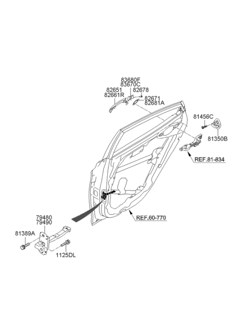 2011 Hyundai Elantra Rear Door Checker Assembly Left Hand Diagram for 79480-3X001