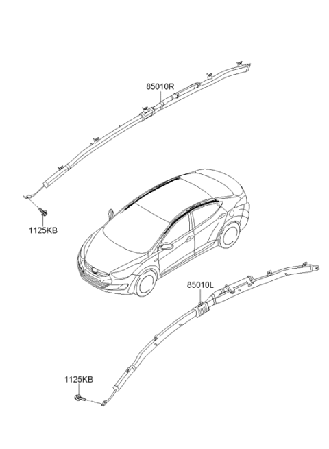 2012 Hyundai Elantra Left Hand Curtain Air Bag Module Diagram for 85010-3X200