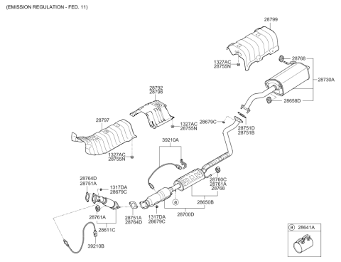 2013 Hyundai Elantra Center Muffler Assembly Diagram for 28600-3X301