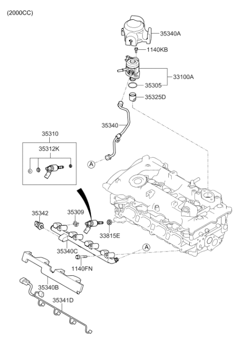2013 Hyundai Elantra Korean made Throttle Body & Injector Diagram 3
