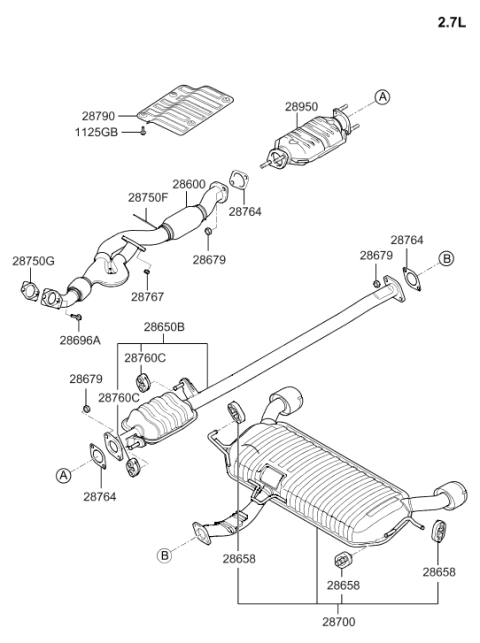 2004 Hyundai Tucson Muffler & Exhaust Pipe Diagram 2