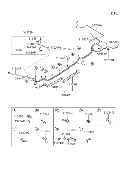 2005 Hyundai Tucson Tube Assembly Diagram for 31373-2E600