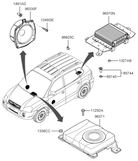 2005 Hyundai Tucson Door Speaker And Protector Assembly Diagram for 96330-2E100