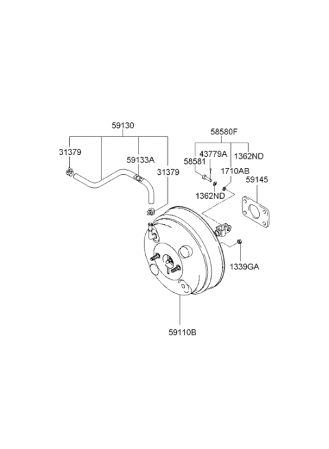 2005 Hyundai Tucson Brake Booster Assembly Diagram for 59110-2E200