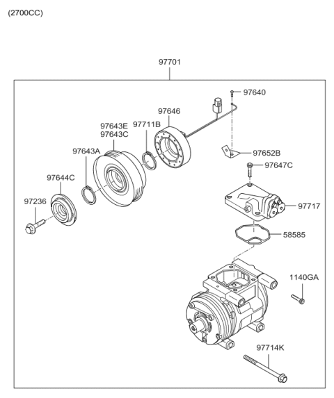 2004 Hyundai Tucson A/C System-Compressor Diagram 3