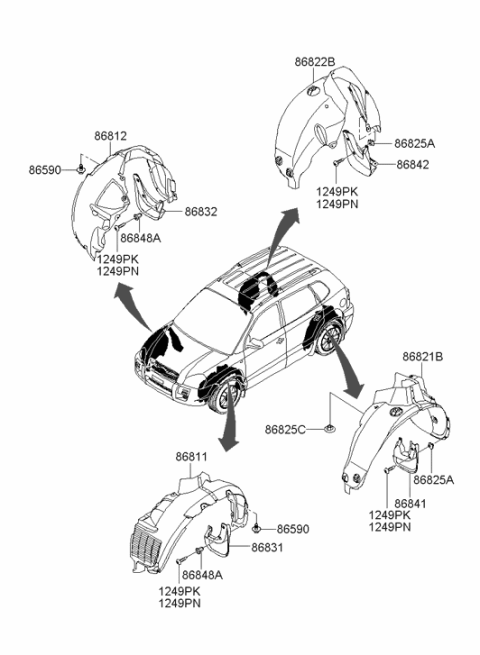 2005 Hyundai Tucson Screw-Tapping Diagram for 12493-06256-B