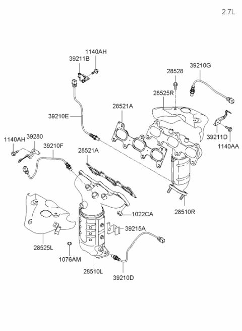 2005 Hyundai Tucson Heat Protector Right Hand Diagram for 28525-37663