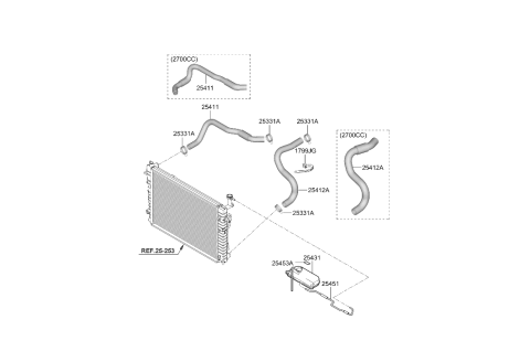 2006 Hyundai Tucson Radiator Hose Upper Diagram for 25411-2E100