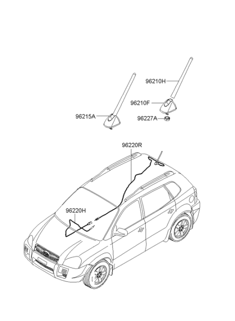 2004 Hyundai Tucson Roof Antenna Assembly Diagram for 96250-2E010