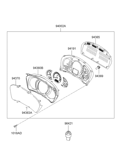 2004 Hyundai Tucson Instrument Cluster Assembly (Mph) Diagram for 94001-2E010