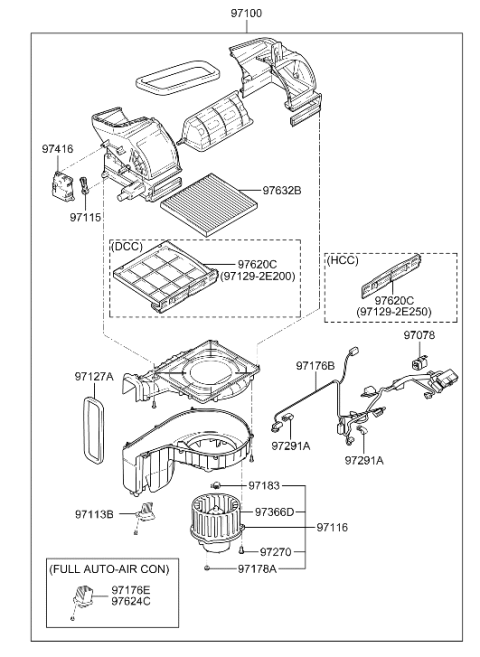 2006 Hyundai Tucson Air Filter Assembly Diagram for 97133-2E200