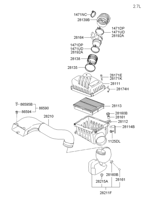 2004 Hyundai Tucson Air Cleaner Diagram 2