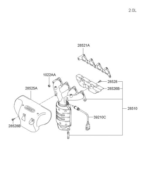 2005 Hyundai Tucson Exhaust Manifold Assembly Diagram for 28510-23780