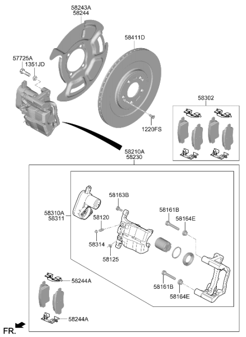 2026 Hyundai Ioniq 9 Rear Brake Caliper Kit Right Hand Diagram for 58311-XAA00
