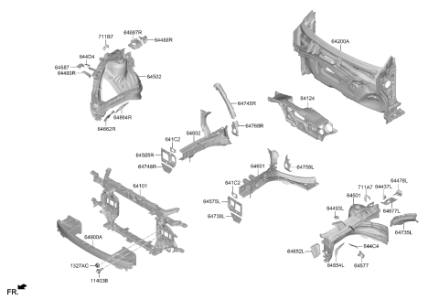 2026 Hyundai Ioniq 9 CARRIER ASSY-FRONT END MODULE Diagram for 64101-TD000