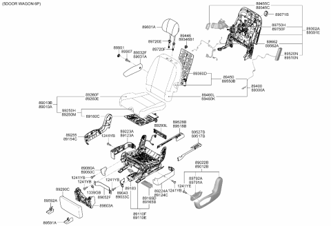 2026 Hyundai Ioniq 9 Armrest Assembly Left Hand Diagram for 89908-TD020-MLR