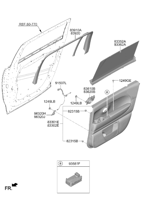 2026 Hyundai Ioniq 9 HANDLE ASSY-REAR DOOR INSIDE,R Diagram for 83620-GO000-LS6