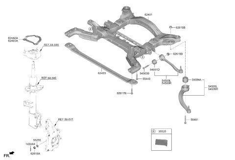 2026 Hyundai Ioniq 9 Crossmember Complete Diagram for 62400-GO200