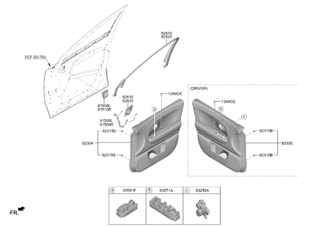 2026 Hyundai Ioniq 9 Door Inside Handle Assembly Left Hand Diagram for 82610-GO000-LS6