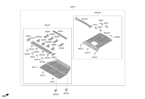 2026 Hyundai Ioniq 9 Rear Floor Panel Diagram for 65511-GO000
